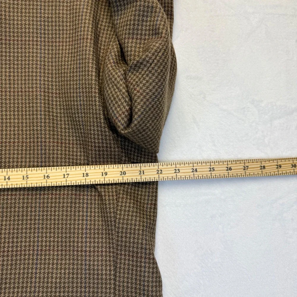 Ralph Ralph Lauren Mens 42R Brown Houndstooth Wool Blazer Sport Coat Canada Made